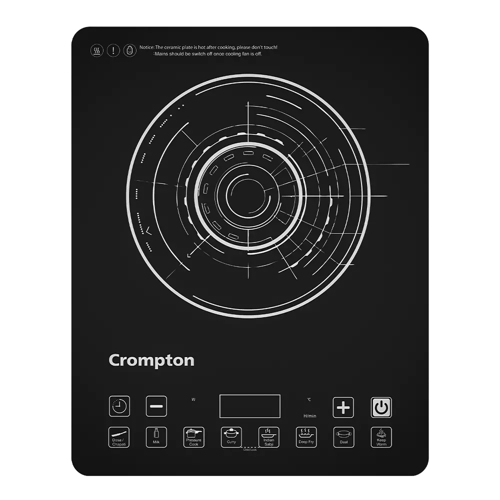 Crompton Instaserve Slim 2100 W Induction Cooktop | 8 One Touch Cook Menus