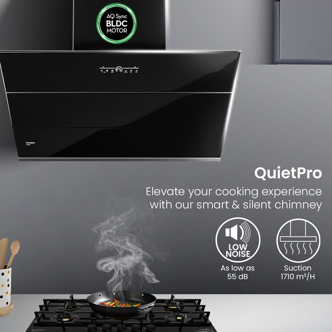 Crompton QuietPro Inclined 90cm Filterless Chimney with BLDC Motor