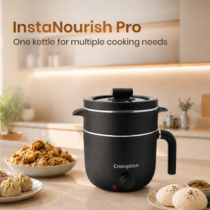 Crompton InstaNourish Pro 1.2L Multi Purpose Electric Kettle with Steamer