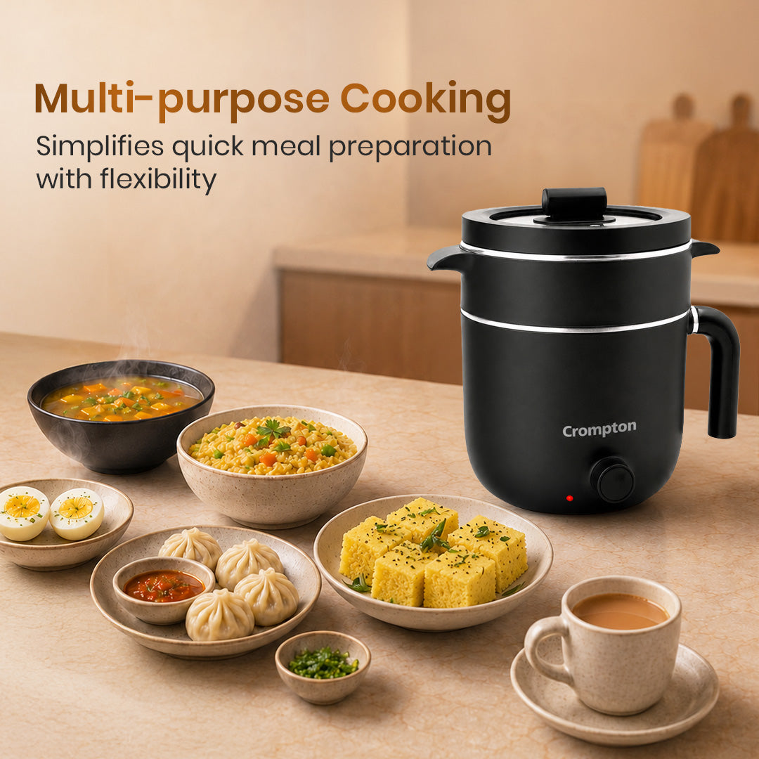 Crompton InstaNourish Pro 1.2L Multi Purpose Electric Kettle with Steamer