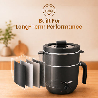 Crompton InstaNourish Pro 1.2L Multi Purpose Electric Kettle with Steamer