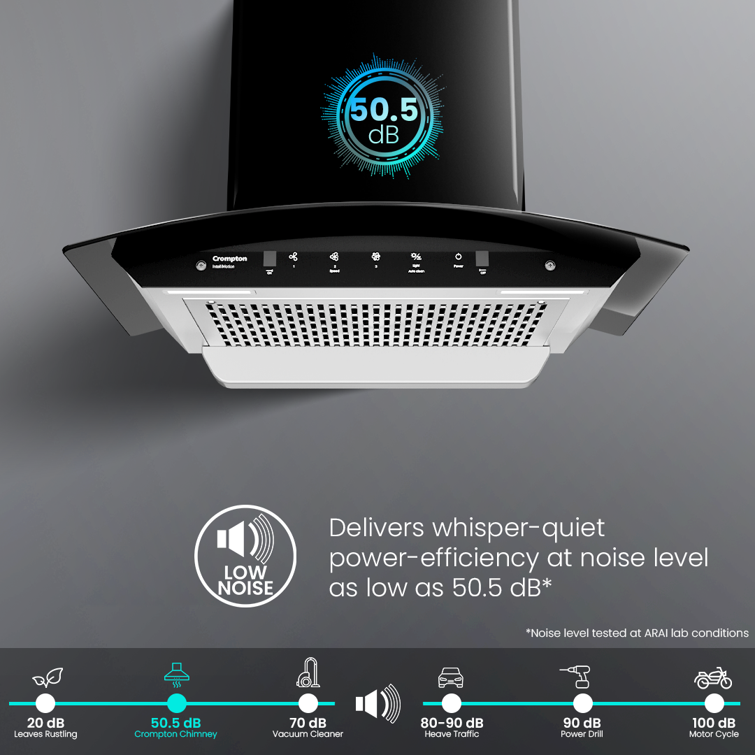 Crompton IntelliMotion Curved 60cm Filterless Chimney