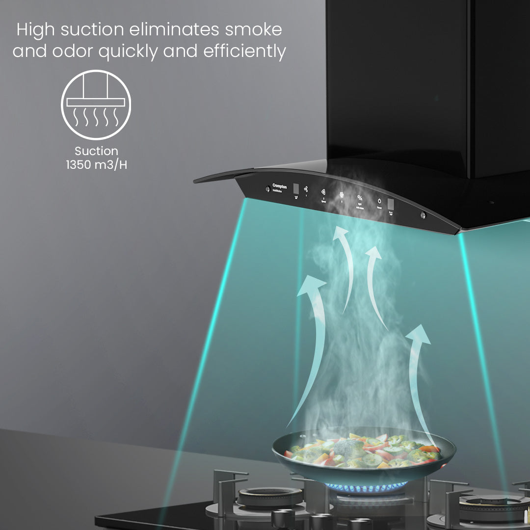 Crompton IntelliMotion Curved 60cm Filterless Chimney