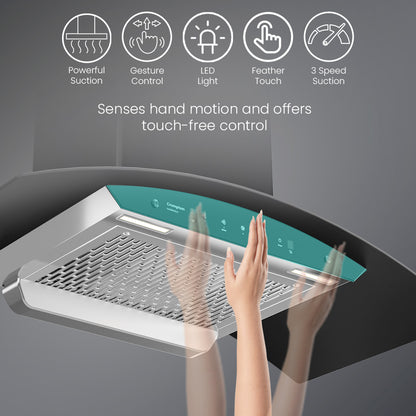 Crompton IntelliMotion Curved 90cm Filterless Chimney