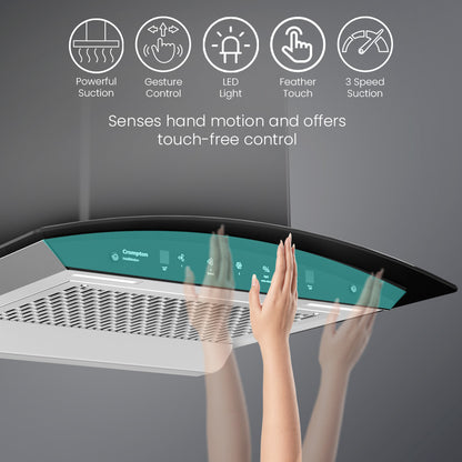 Crompton IntelliMotion Curved 60cm Filterless Chimney