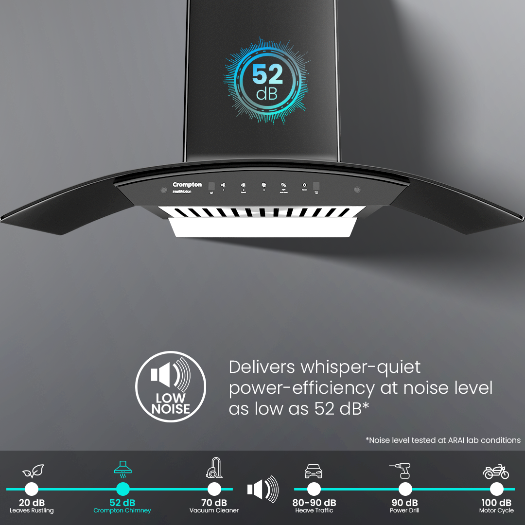 Crompton IntelliMotion Curved 90cm Baffle Filter Chimney