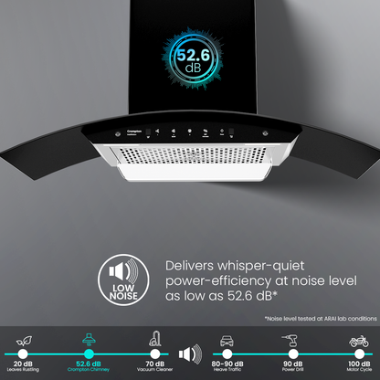 Crompton IntelliMotion Curved 90cm Filterless Chimney