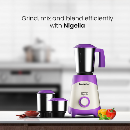 Crompton Nigella 500W Mixer Grinder, 3 Stainless Steel Jars
