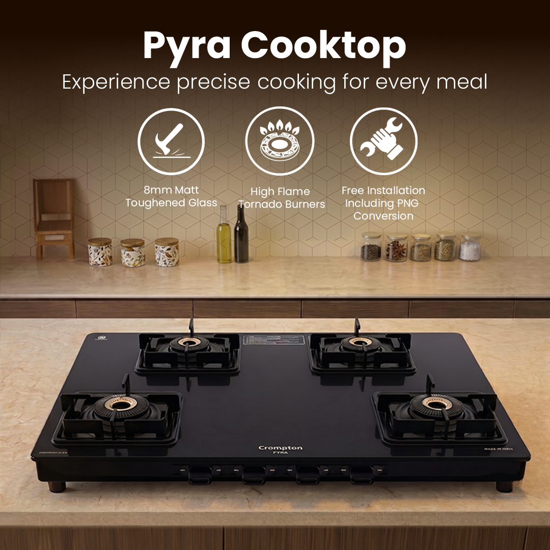 Crompton Pyra 4 Burner 70 cm Slim Cooktop