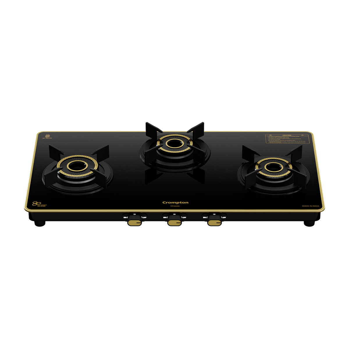 Crompton Oressa 3 Burner 72 cm Slim Glass Cooktop