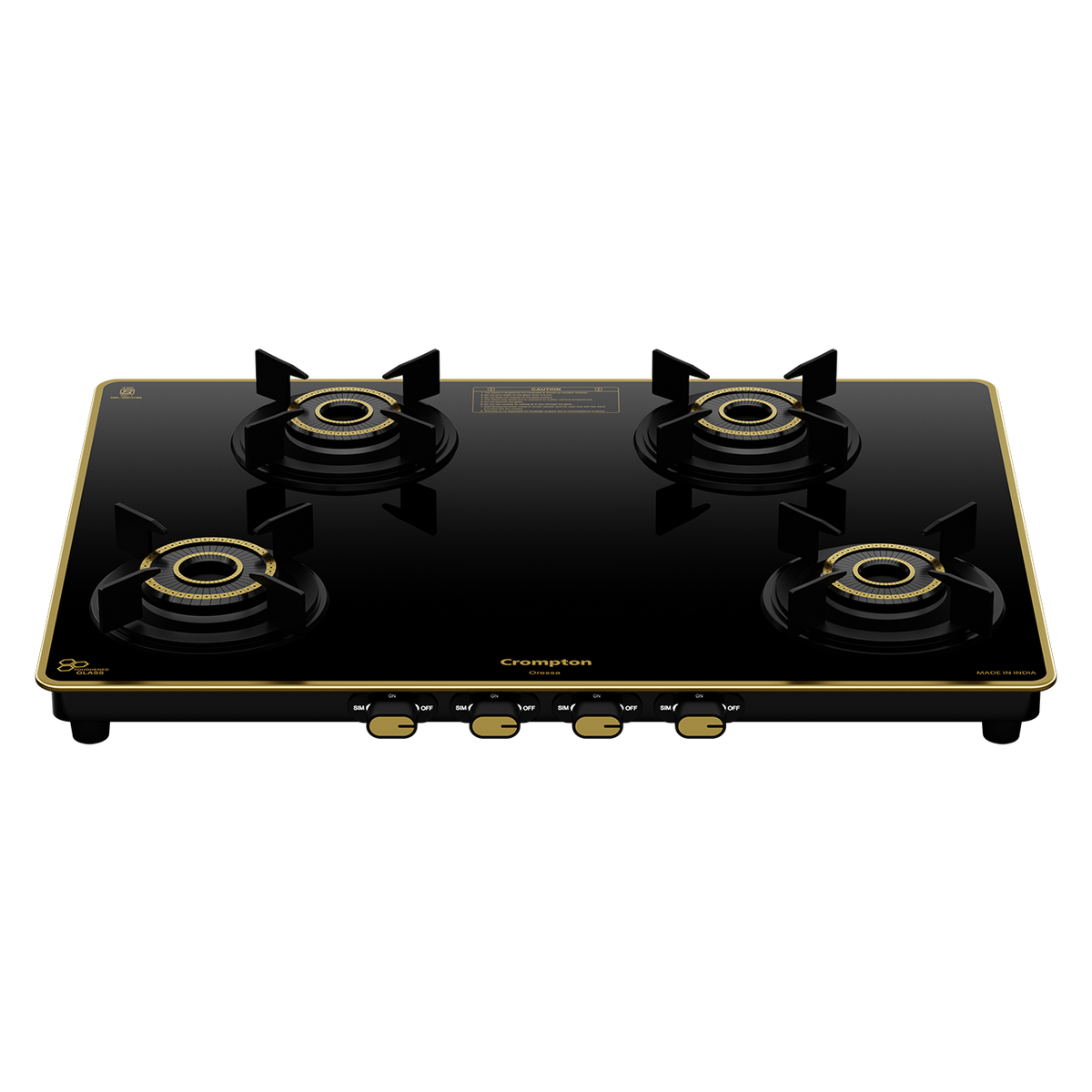 Crompton Oressa 4 Burner 70 cm Slim Glass Cooktop