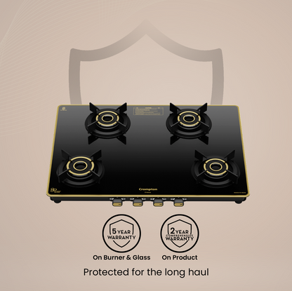 Crompton Oressa 4 Burner 70 cm Slim Glass Cooktop