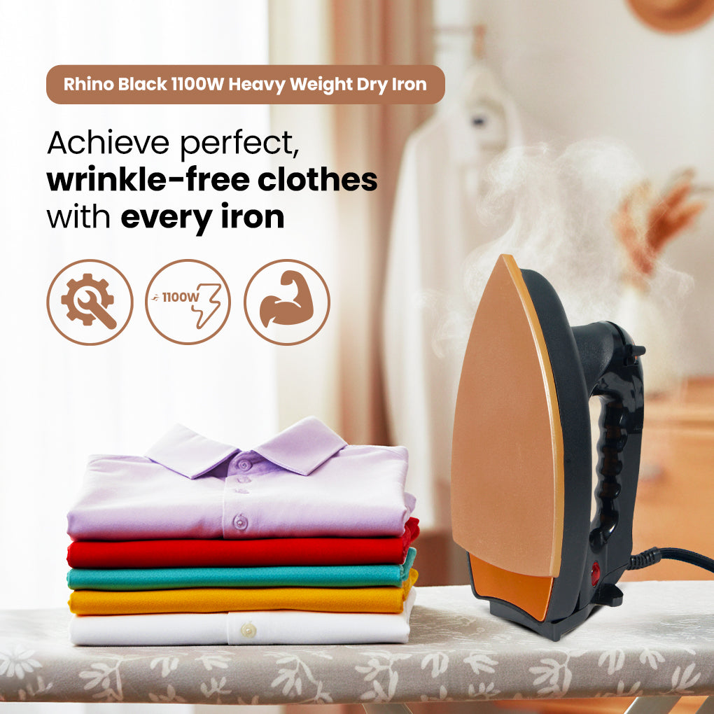 Crompton Rhino Black 1100W Heavy Weight Dry Iron_2