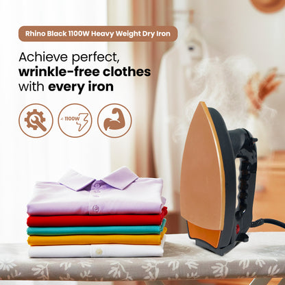 Crompton Rhino Black 1100W Heavy Weight Dry Iron