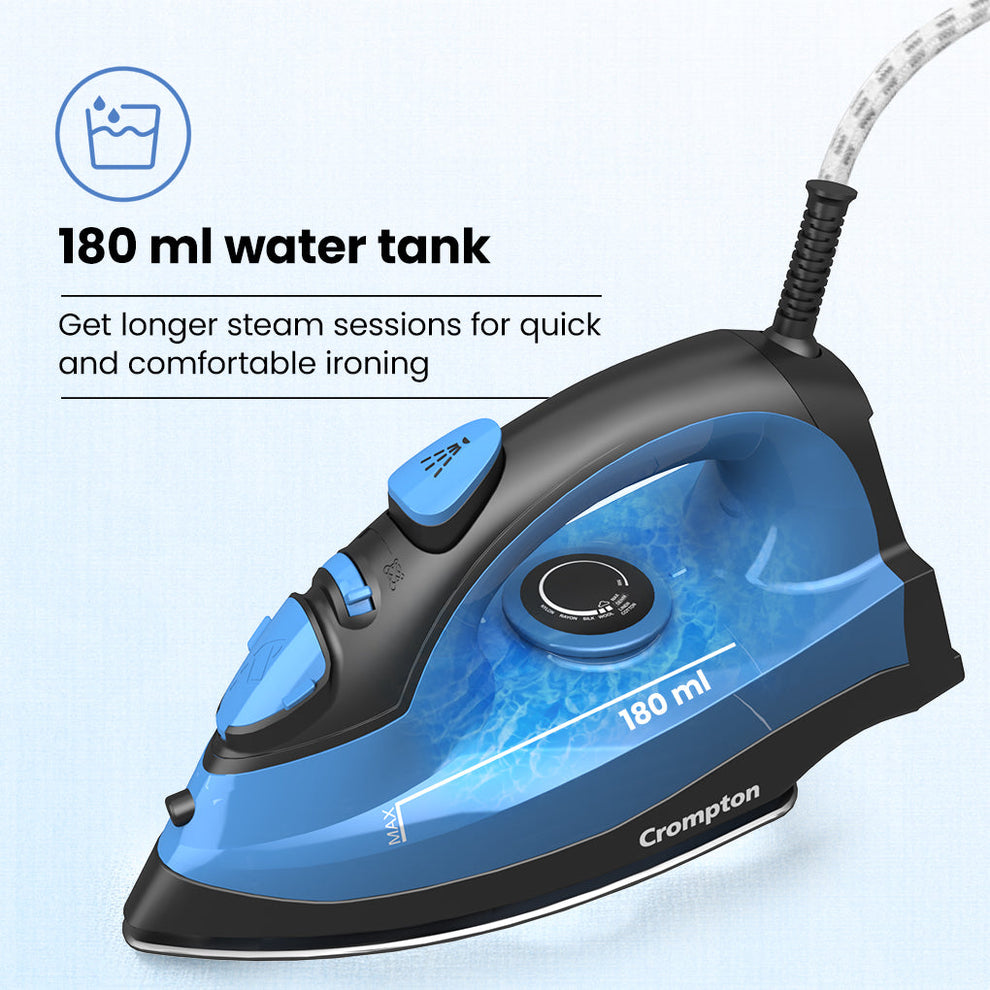 Crompton Fabrimagic Neo 1200 W Steam Iron High-Capacity 200ml Water Tank & Continuous Steam - product feature