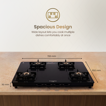 Crompton Pyra 4 Burner 70 cm Slim Cooktop