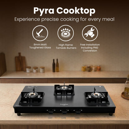 Crompton Pyra 3 Burner 77cm Slim Cooktop