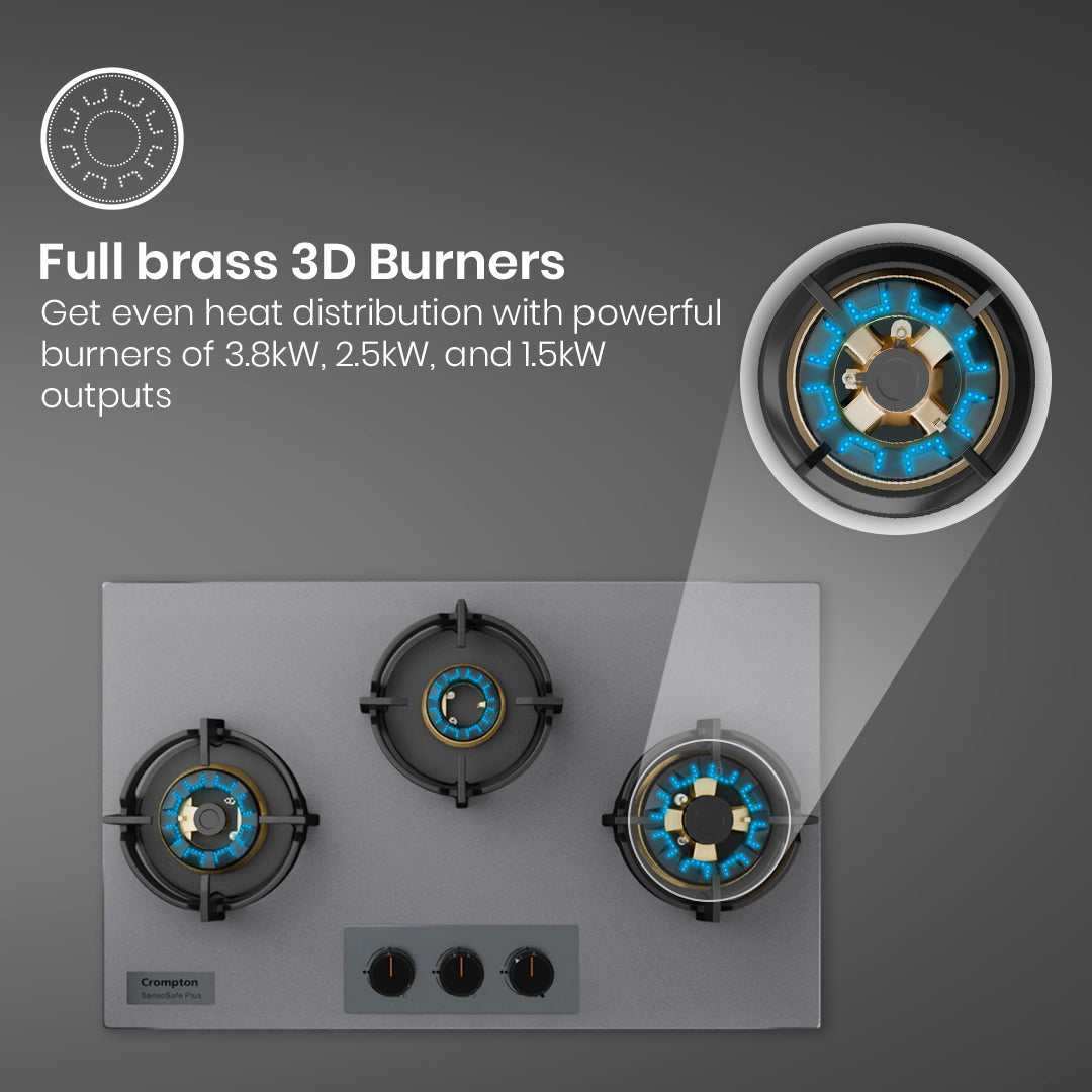 Crompton Hob SensoSafe Plus 78 Cm 3 Burner