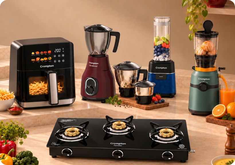 Crompton kitchen appliances on a festive kitchen counter