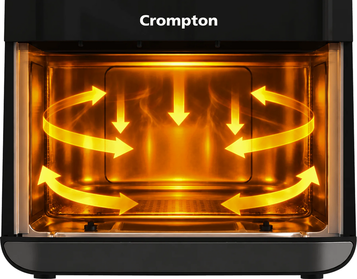 Inside the air fryer: the empty chamber holds its heat