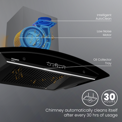 Crompton QuietPro Curved 90cm Filterless Chimney with BLDC Motor