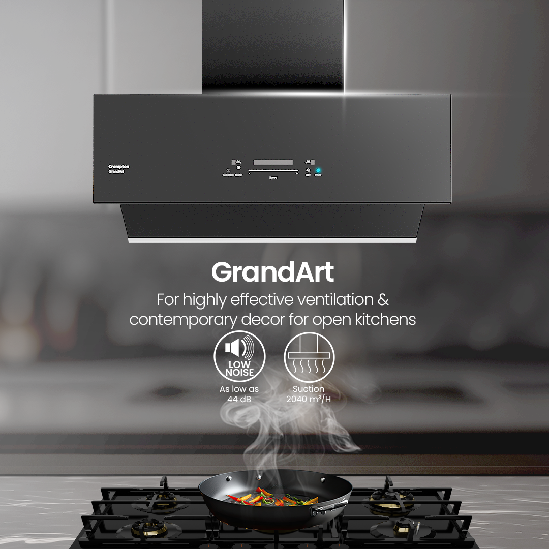Crompton GrandArt Inclined 90cm Filter less Chimney with BLDC Motor