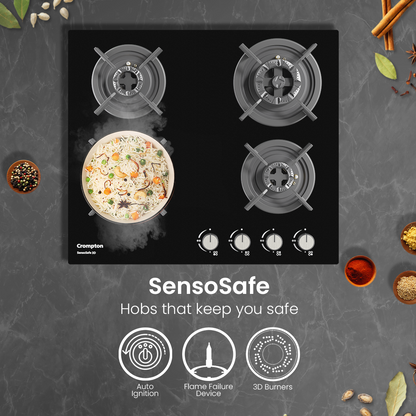 Crompton SensoSafe Gas Hob 3D 60cm 4 Burner