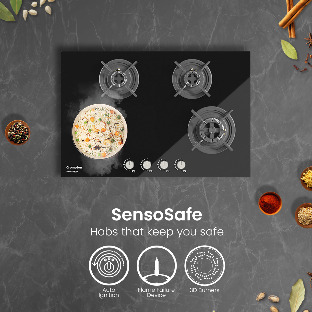 Crompton SensoSafe Gas Hob 3D 78cm 4 Burner