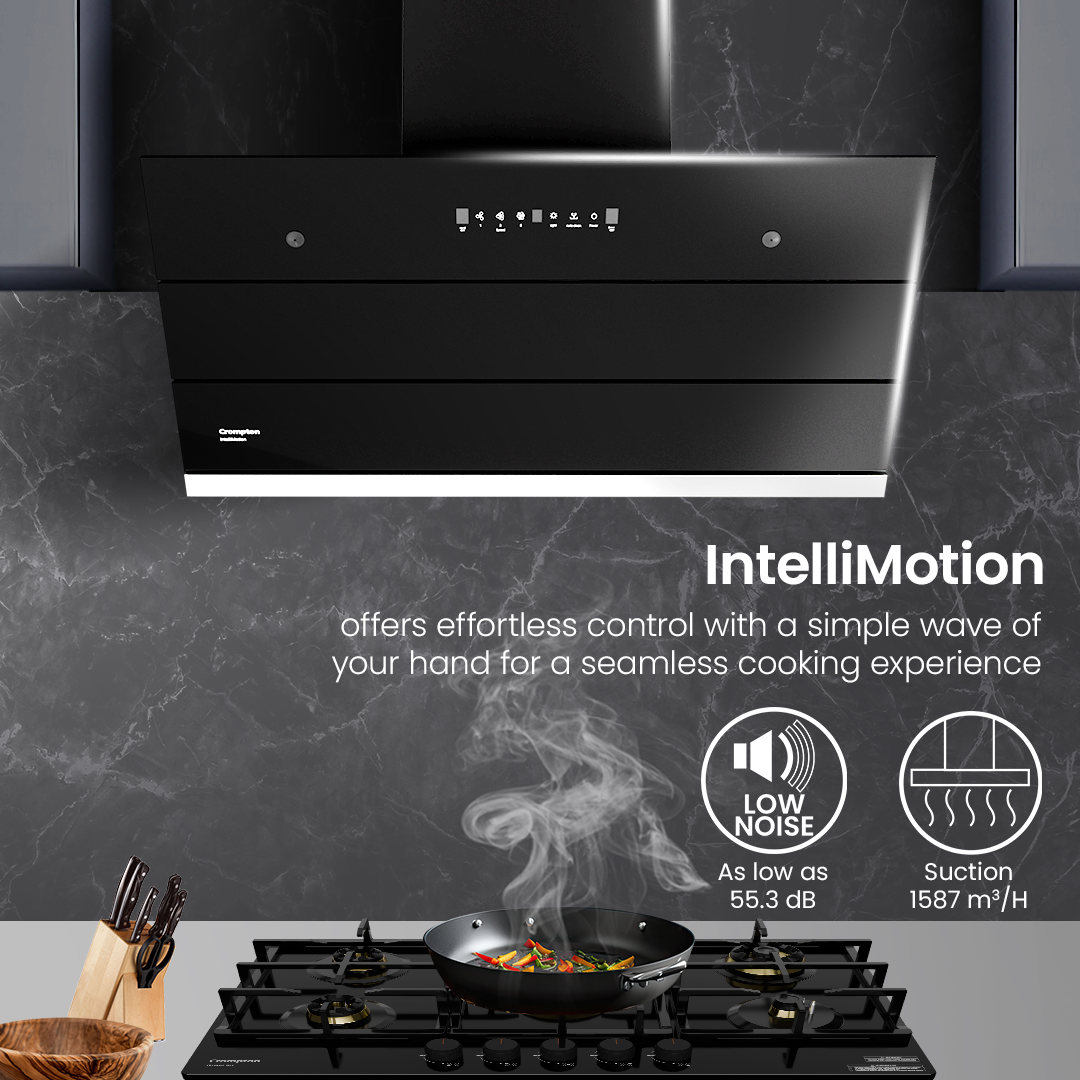 Crompton IntelliMotion Inclined 90cm Filterless Chimney