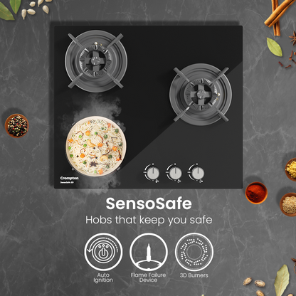 Crompton SensoSafe Gas Hob 3D 60cm 3 Burner