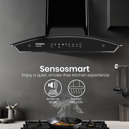 Crompton SensoSmart Curved 60cm Baffle Filter Chimney