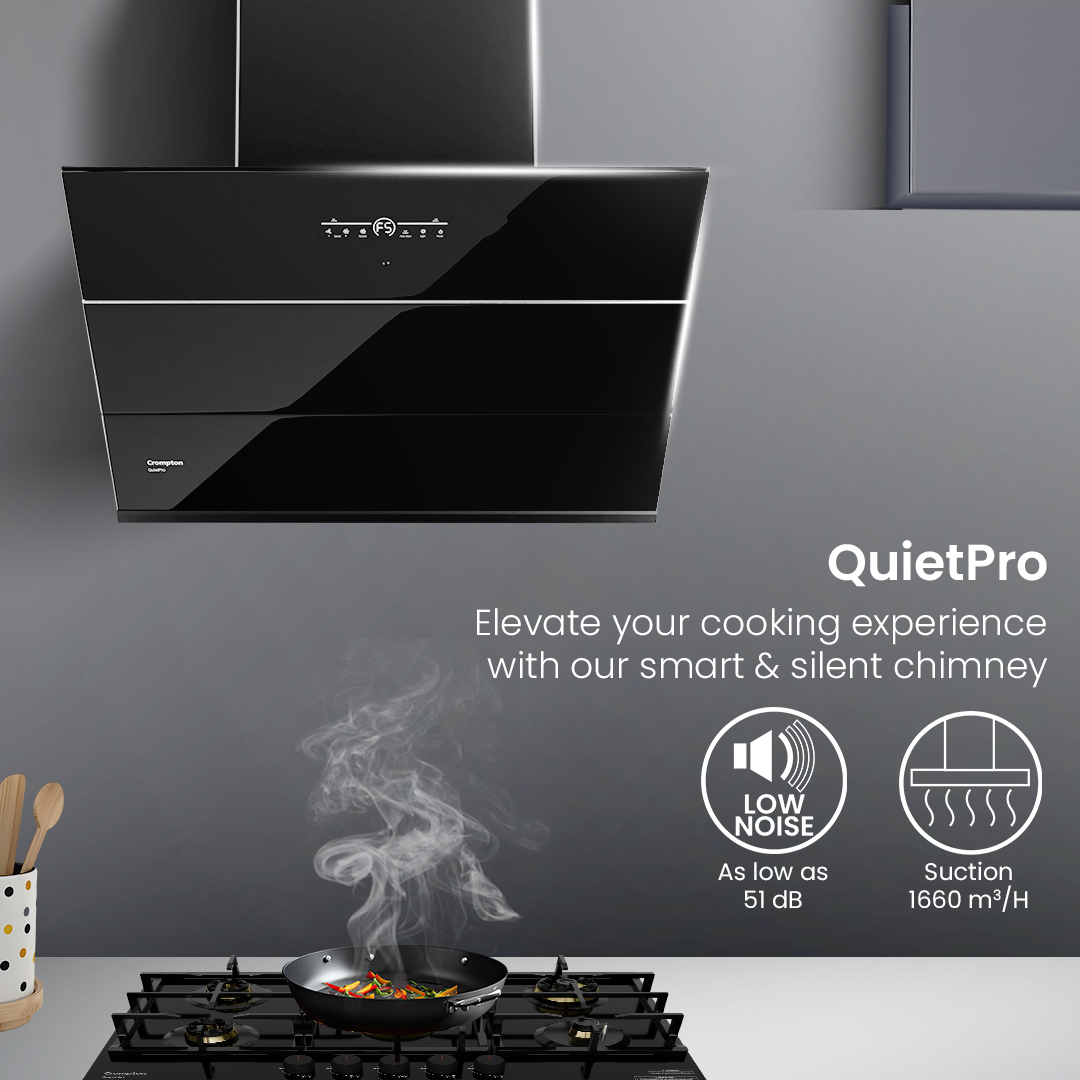 Crompton QuietPro Inclined 75cm Filterless Chimney with BLDC Motor