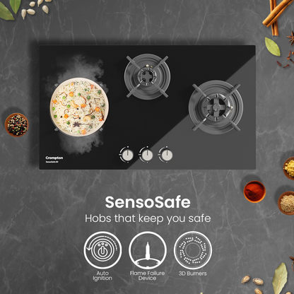 Crompton SensoSafe Gas Hob 3D 78cm 3 Burner