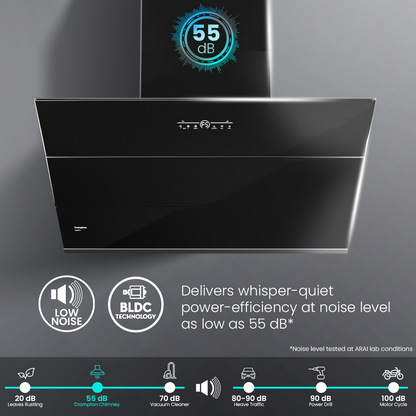 Crompton QuietPro Inclined 90cm Filterless Chimney with BLDC Motor