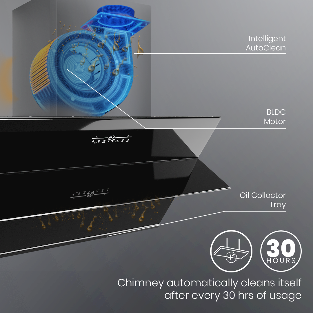 Crompton QuietPro Inclined 90cm Filterless Chimney with BLDC Motor