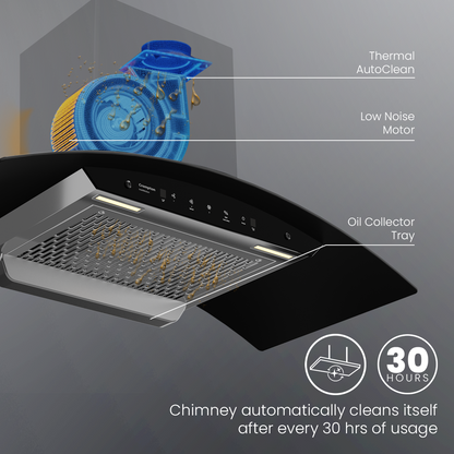 Crompton IntelliMotion Curved 90cm Filterless Chimney