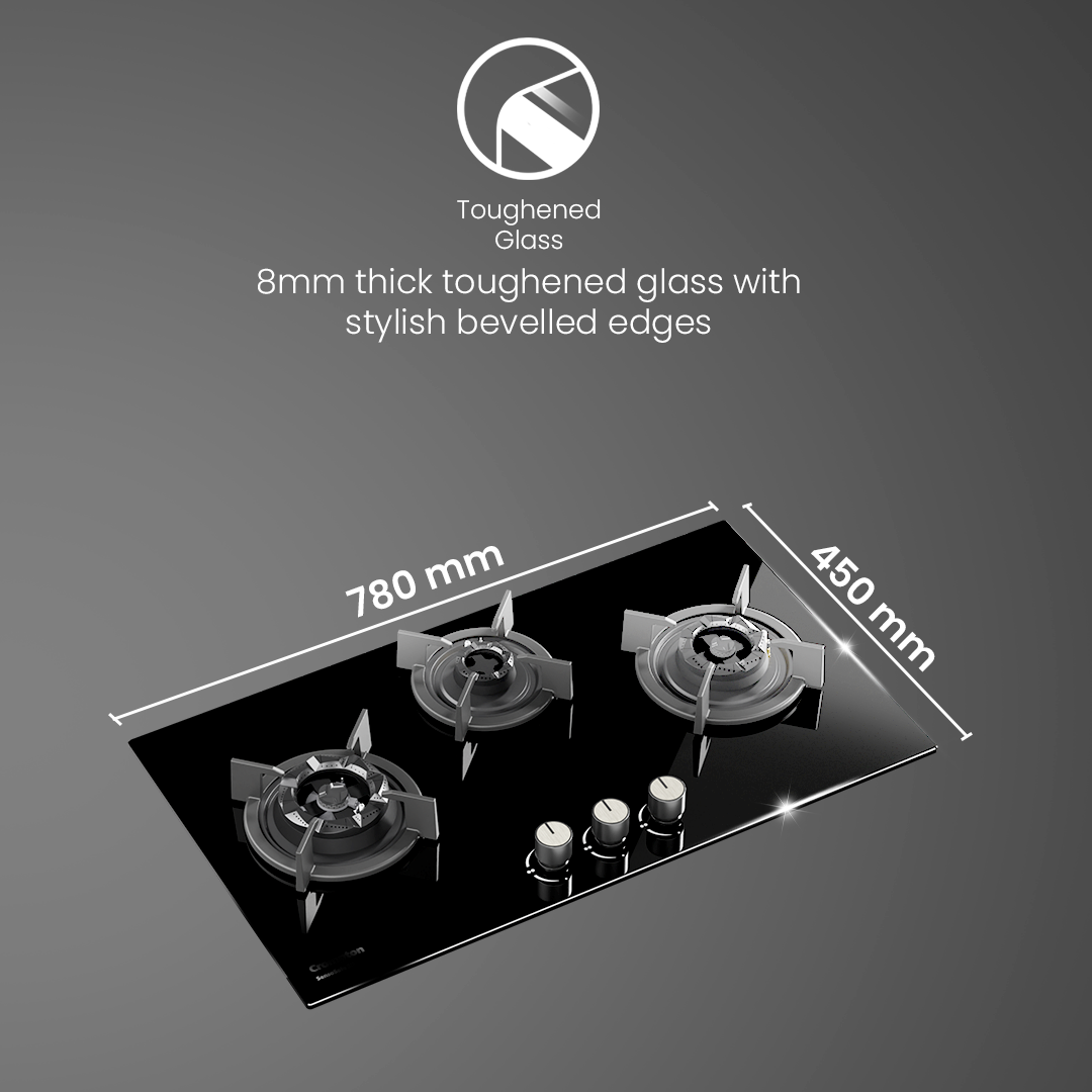 Crompton SensoSafe Gas Hob 3D 78cm 3 Burner