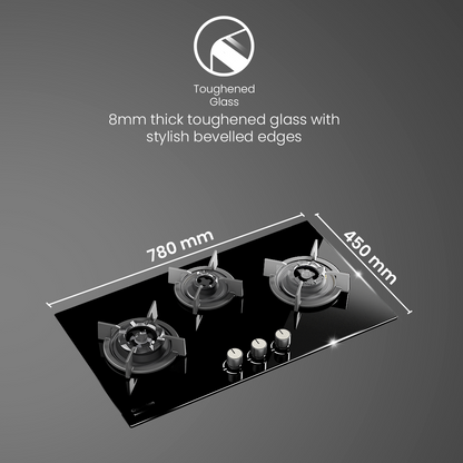 Crompton SensoSafe Gas Hob 3D 78cm 3 Burner