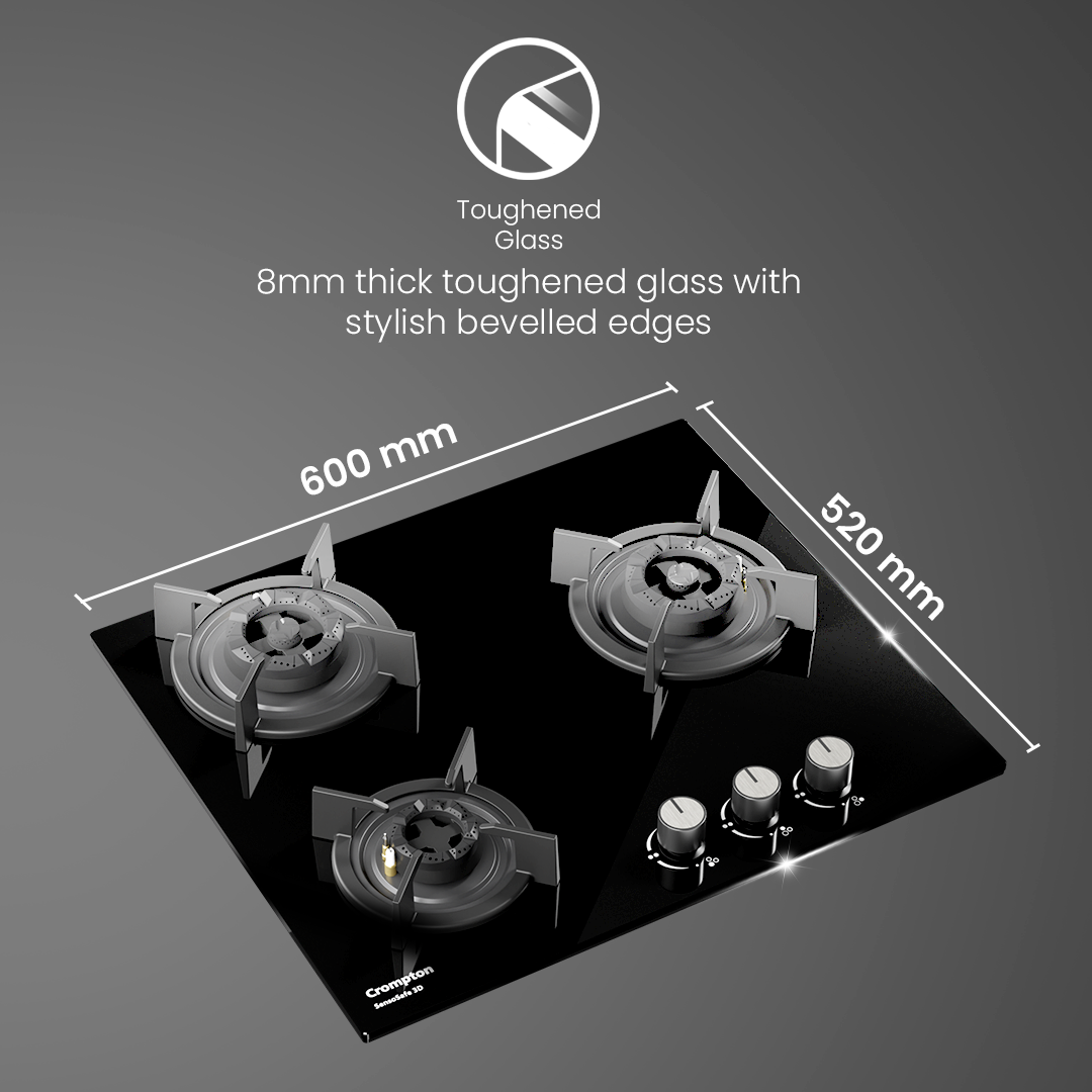 Crompton SensoSafe Gas Hob 3D 60cm 3 Burner