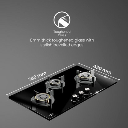 Crompton SensoSafe Gas Hob 78cm 3 Burner
