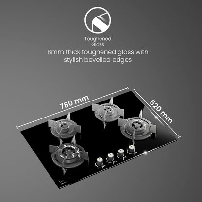 Crompton SensoSafe Gas Hob 3D 78cm 4 Burner