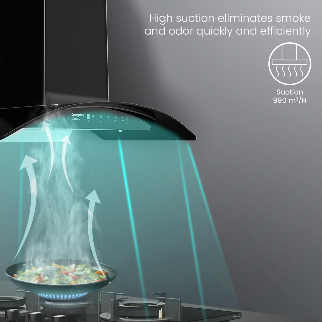 Crompton IntelliMotion Curved 90cm Baffle Filter Chimney