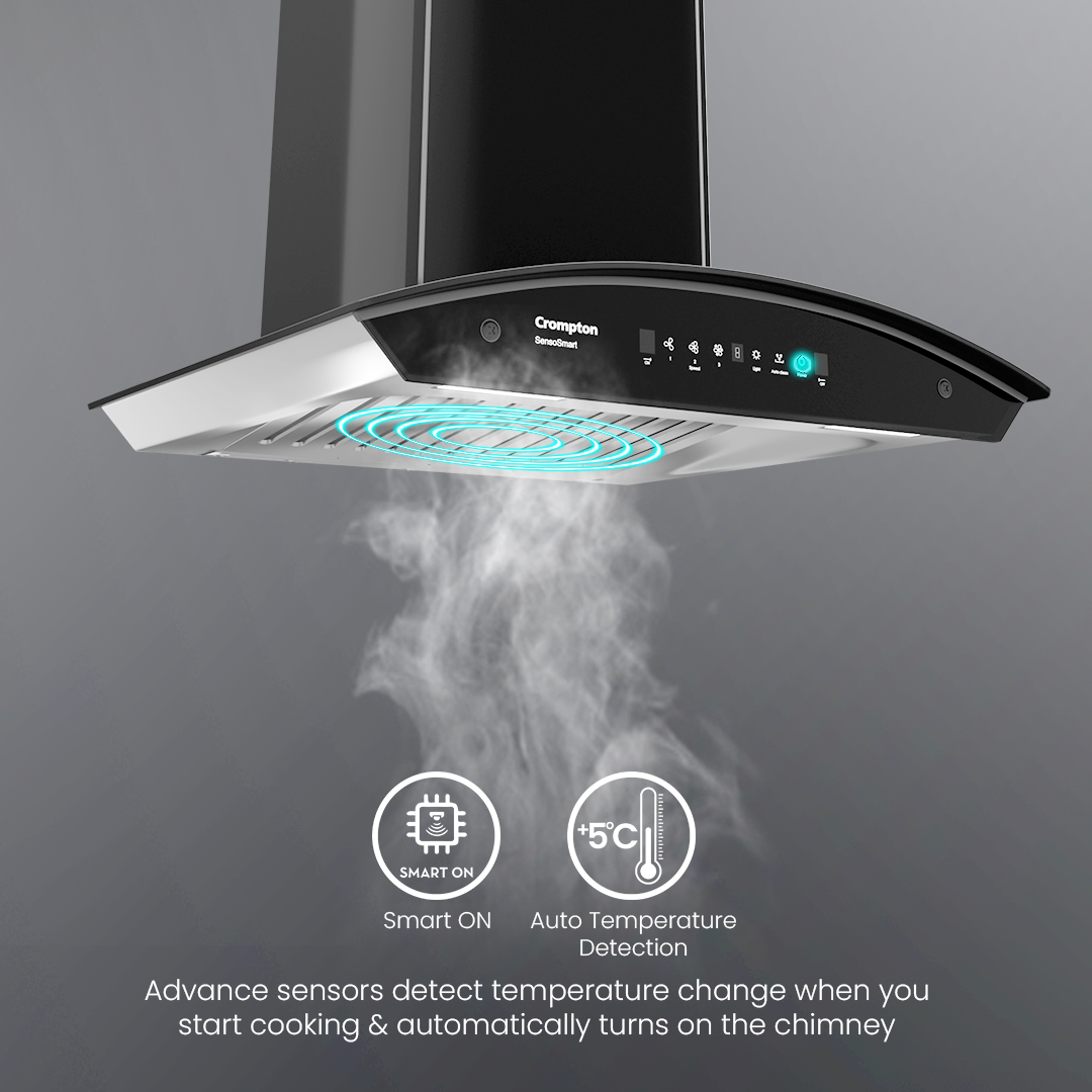 Crompton SensoSmart Curved 60cm Baffle Filter Chimney