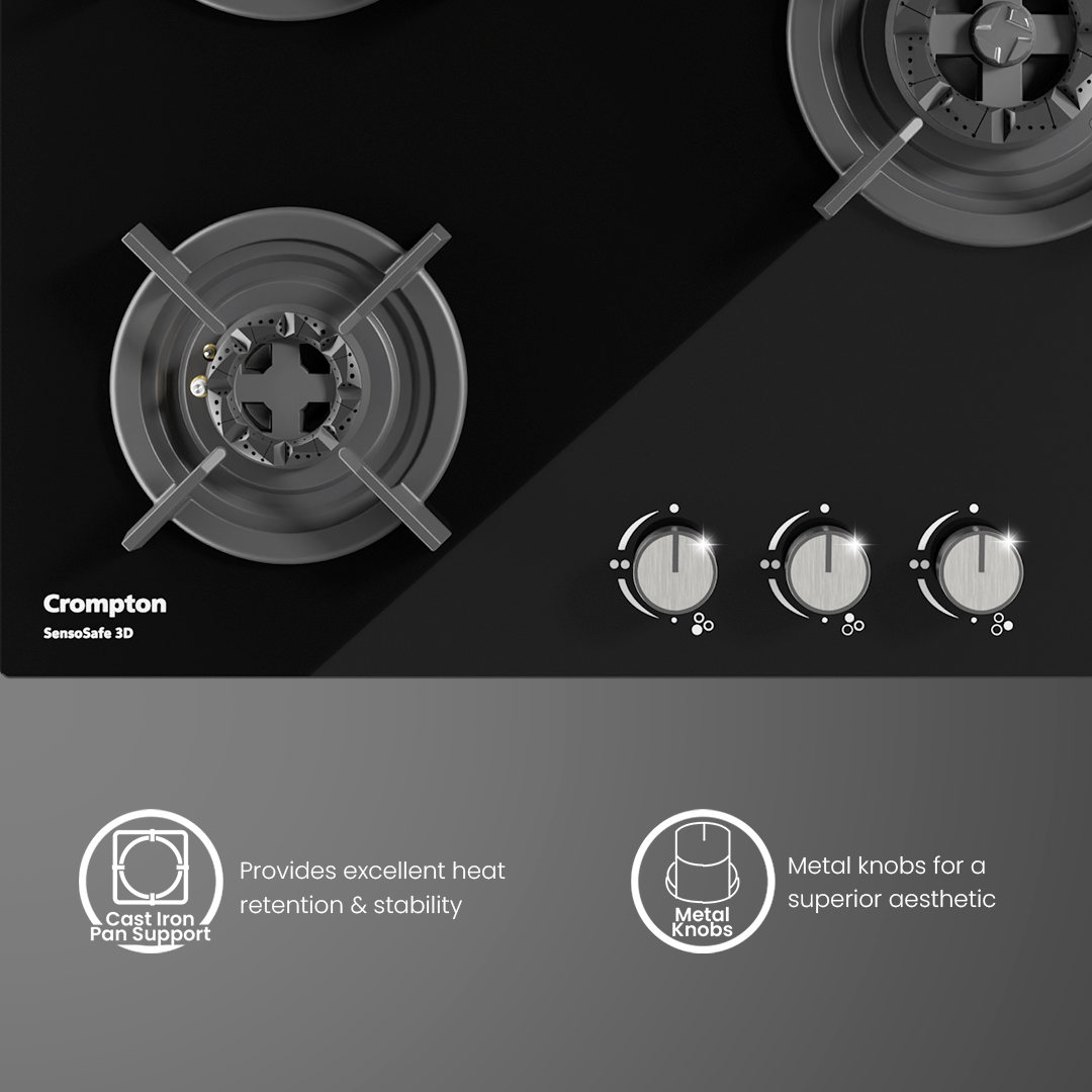 Crompton SensoSafe Gas Hob 3D 60cm 3 Burner