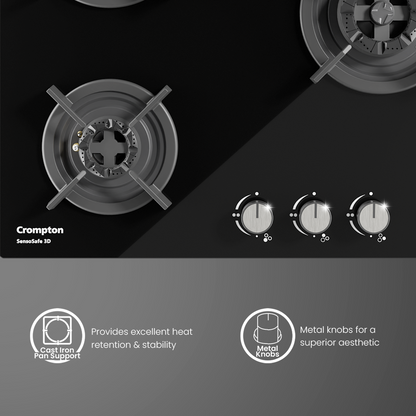 Crompton SensoSafe Gas Hob 3D 60cm 3 Burner