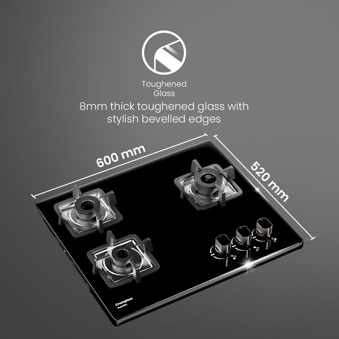 Crompton SuperSlim Gas Hob 60cm 3 Burner