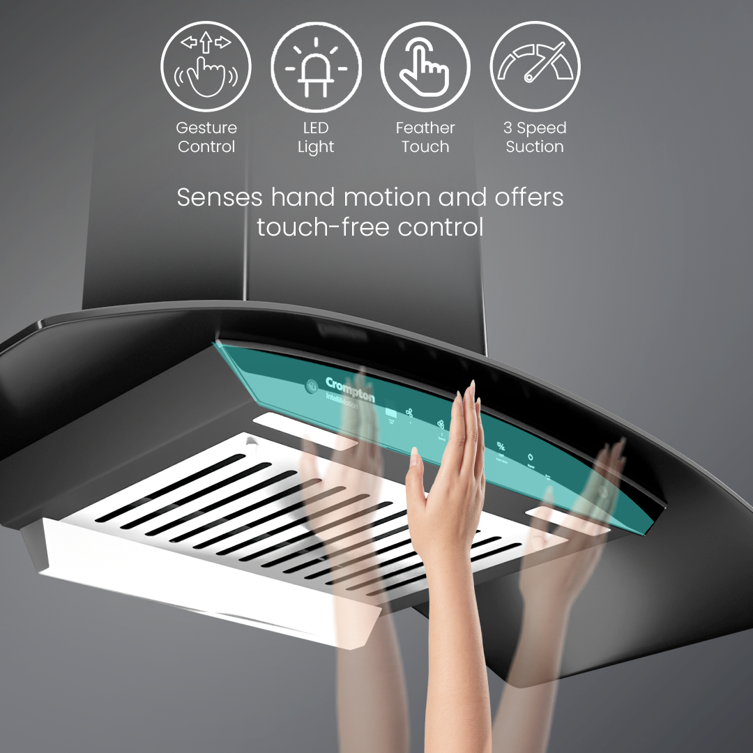 Crompton IntelliMotion Curved 90cm Baffle Filter Chimney
