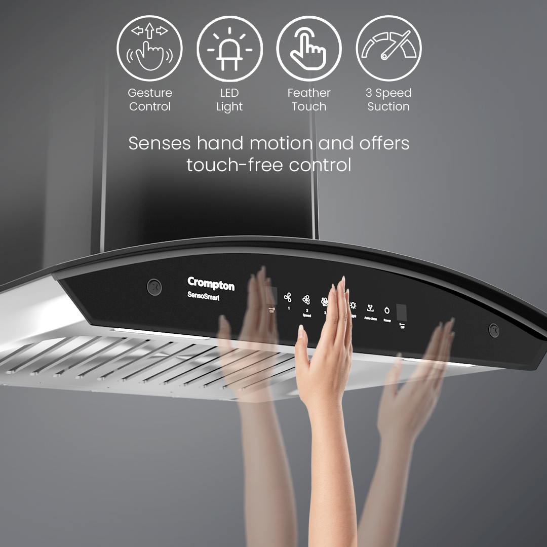 Crompton SensoSmart Curved 60cm Baffle Filter Chimney