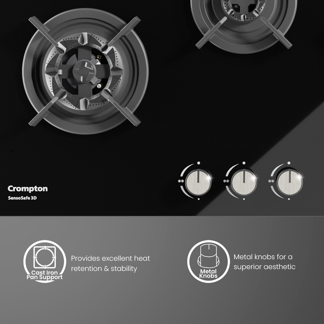 Crompton SensoSafe Gas Hob 3D 78cm 3 Burner