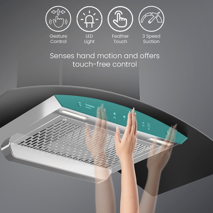Crompton IntelliMotion Curved 90cm Filterless Chimney